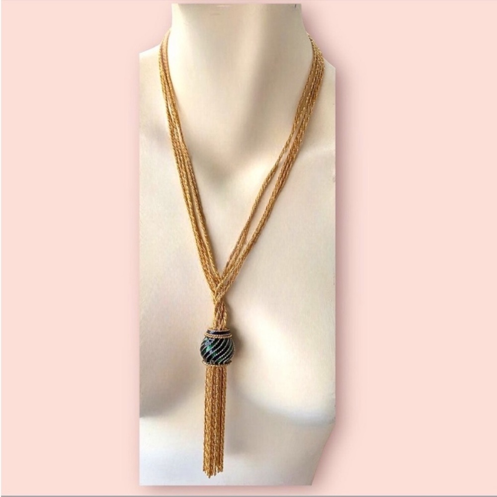 Retro Gold Designer Necklace Enamel Details